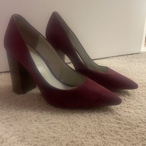 1. State Burgundy Suede Chunky Wood Heel Sz 8